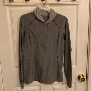 Lululemon Think Fast Pullover Collar Long Sleeve Front Zip Gray White SZ 12